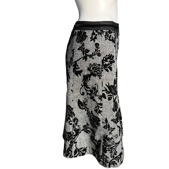 Ann Taylor wool blend grey black tweed floral A line lined skirt size 4 - Picture 4 of 10